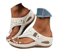 Générique Orthopedic Sandals for Women 2026 Dressy,Arch Support Wedge Platform Slip On Sandal with Anti-Slip Sole,Open Toe Orthotic Sandals (White,42)