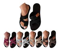 Générique Orthopedic Sandals for Women 2026 Summer Beach Slip On Flip Flops Comfortable Mesh Flats Casual Toe Ring Slippers Arch Support (black,40)