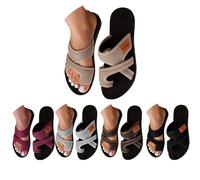 Générique Orthopedic Sandals for Women 2026 Summer Beach Slip On Flip Flops Comfortable Mesh Flats Casual Toe Ring Slippers Arch Support (khaki,35)
