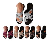 Générique Orthopedic Sandals for Women 2026 Summer Beach Slip On Flip Flops Comfortable Mesh Flats Casual Toe Ring Slippers Arch Support (grey,36)