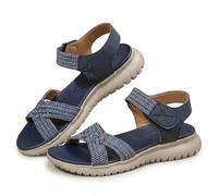Générique Orthopedic Sandals for Women 2026, Wide Width Sport Arch Support Ankle Strap Casual Strappy, Adjustable Breathable Dressy Woven Heels Thick Sole Secure Closure (Blue,43)