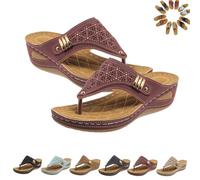 Générique Orthopedic Sandals for Women, Breathable Mesh Hollow Casual Sports Sandals, Lightweight Comfort for Daily Wear (Wine,41)