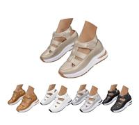 Générique Orthopedic Sandals for Women Summer Hollow Out Closed Toe Sneaker Breathable Comfortable Platform Arch Support Platform Wedge Sandal Slip On Walking Business Slipper (gold,35.5)