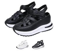 Générique Orthopedic Sandals Orthopedic Shoes for Women Summer Comfortable Platform Hollow Out Breathable Wedge Sneakers Closed Toe Wide Sport Sandals Beach Shoes (Black,36)