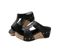 Générique Orthopedic Wedge Sandals for Women 2025 New Platform Sandal Open Toe Espadrilles Dressy Casual Boho Summer Beach (Black, 42)