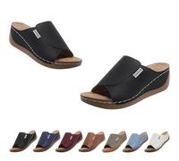 Générique Orthopedic Wedge Sandals for Women 2026 Comfortable Solid Color Platfor Sandals with Arch Wide Width Comfort, Breathable Open Toe Casual Walking Vacation Shoes (Black,42)