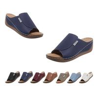 Générique Orthopedic Wedge Sandals for Women 2026 Comfortable Solid Color Platfor Sandals with Arch Wide Width Comfort, Breathable Open Toe Casual Walking Vacation Shoes (Navy,42)