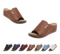 Générique Orthopedic Wedge Sandals for Women 2026 Comfortable Solid Color Platfor Sandals with Arch Wide Width Comfort, Breathable Open Toe Casual Walking Vacation Shoes (Brown,42)
