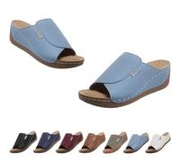 Générique Orthopedic Wedge Sandals for Women 2026 Comfortable Solid Color Platfor Sandals with Arch Wide Width Comfort, Breathable Open Toe Casual Walking Vacation Shoes (Blue,41)
