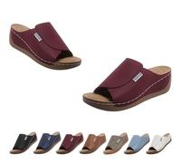 Générique Orthopedic Wedge Sandals for Women 2026 Comfortable Solid Color Platfor Sandals with Arch Wide Width Comfort, Breathable Open Toe Casual Walking Vacation Shoes (Burgundy,42)