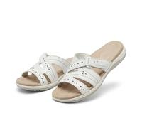 Générique Orthopedic Wedge Sandals for Women 2026 Orthotic Arch Support Shoes Womens Flat Sandals Summer Beach Slides Sandals Trendy Flat Shoes Non Slip Slippers (White,38)