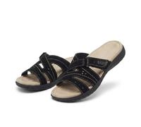 Générique Orthopedic Wedge Sandals for Women 2026 Orthotic Arch Support Shoes Womens Flat Sandals Summer Beach Slides Sandals Trendy Flat Shoes Non Slip Slippers (Black,40)
