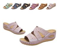 Générique Orthopedic Wedge Sandals for Women, 2026 Women's Arch Support Platform Open Toe Wide Width Open Toe Beach Shoes,Casual Walking Slippers for Summer (Pink,40)