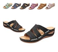 Générique Orthopedic Wedge Sandals for Women, 2026 Women's Arch Support Platform Open Toe Wide Width Open Toe Beach Shoes,Casual Walking Slippers for Summer (Black,37)