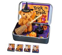 Générique Ours d'halloween dans Une Boîte pour Halloween, Adorable Ours Sorcier Fait Main dans Une Boîte, Mini en Peluche avec Chapeau De Sorcier, Citrouille Et Chat, Cadeau pour Une Fête (#a)