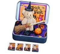 Générique Ours D'Halloween Dans Une Boîte Pour Halloween, Adorable Ours Sorcier Fait Main Dans Une Boîte, Mini Ours En Peluche Avec Chapeau De Sorcier, Citrouille Et Chat, Cadeau Pour Une Fête (#c)