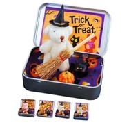 Générique Ours D'Halloween Dans Une Boîte Pour Halloween, Adorable Ours Sorcier Fait Main Dans Une Boîte, Mini Ours En Peluche Avec Chapeau De Sorcier, Citrouille Et Chat, Cadeau Pour Une Fête (Tout)