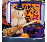 Générique Ours d'halloween dans Une boîte pour Halloween, Mini en Peluche avec Chapeau de Sorcier pour Enfants, Adorable Petit Sorcier Fait Main dans Une boîte pour Les décorations de fête (B)