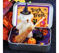 Générique Ours d'halloween dans Une boîte pour « Trick Or Treat », Mini Ours en Peluche Fait Main, Cadeaux pour remplir Les Sacs de friandises, décorations pour fêtes d'halloween (#D)
