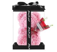 Générique Ours en, Eternelle en Forme De Ours, oursons en Artificielle, Idee Cadeaux, Ours Eternelle Ours À Fleurs,Fête des Mères Cadeau Maman/Mamie,Fleur, Personnalisé Saint Valentin