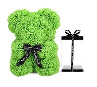 Générique Ours en Rose, Flower Bear Teddy, Romantique Ourson Avec Boîte-Cadeau Transparente Pour Saint-Valentin, Anniversaire, Fête Des Mères, Petite Amie (J- Vert)