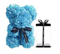 Générique Ours en Rose, Flower Bear Teddy Romantiques avec Boîte-Cadeau Transparente pour Saint-Valentin, Anniversaire, Fête des Mères, Anniversaires, Petite Amie (I-Bleu)