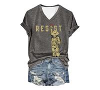 Générique Ours Resist Femmes Été Times Manches Courtes contre Cou Tendance Plage Vacances Vêtements Cloud Summer Tenues Vêtements pour Femmes, gris, S