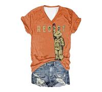 Générique Ours Resist Femmes Été Times Manches Courtes contre Cou Tendance Plage Vacances Vêtements Cloud Summer Tenues Vêtements pour Femmes, Orange, XL