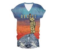 Générique Ours Resist Femmes Été Times Manches Courtes contre Cou Tendance Plage Vacances Vêtements Cloud Summer Tenues Vêtements pour Femmes, Aquablau, S