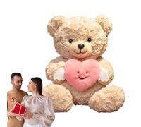 Générique Oursin Câlin Peluche - Adorable Nounours avec Cœur Animal en Peluche | Coussin Dodo Cadeau Saint Valentin | pour Femmes Copine Anniversaires Fêtes, Décor Chambre Dortoir