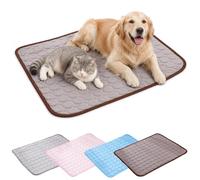 Générique Outdoor Cooling Mat for Dogs Ice Silk, Dog Cooling Mat Indoor for Indoor, Outdoor & Car Use, Washable, Non-Slip Gel Pet Cool Pad for Dogs in Hot Summer for Kennel Home Travel (Brown, M)