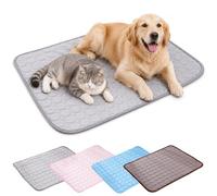 Générique Outdoor Cooling Mat for Dogs Ice Silk, Dog Cooling Mat Indoor for Indoor, Outdoor & Car Use, Washable, Non-Slip Gel Pet Cool Pad for Dogs in Hot Summer for Kennel Home Travel (Grey, L)
