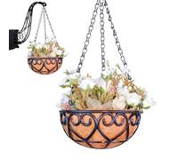 Générique Outdoor Hangings Basket - 10 inch Easy to Install Coco Nut Palm Liner Iron Planter - Elegant Display Round Plant Holder, Resin Planter Basket, Outdoor Flower Pots for Patio Lawn Garden