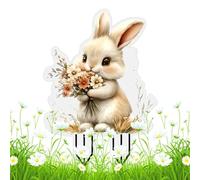 Générique Outdoor Lawn Bunny Decor, Garden Path Marker Stakes Pack, 7.87x5.91 inches with Stable Hold, High Clarity Printed Panel Design, Playful Animal Yard Accent for Patio Balcony Courtyard Use