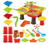 Générique Outdoor Sand Table, Sensory Water Playset, Interactive Activity Center, Sturdy Kids Toy Set, Backyard Play Table for Summer, Garden, Beach, Camping, 17.72x17.72x13.78 inches