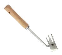 Générique Outil de Désherbage Multifonction en Acier Inoxydable Manche en Bois Petite Tête Carrée à Dents Pointues Extracteur Manuel pour Jardinage Pelouse et Parcs Outil à Main Léger