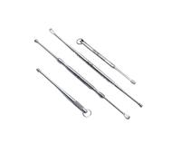 Générique Outil de Nettoyage des Oreilles en Alliage de Titane Double Tête pour Curage du Cérumen Compact et Humide, Ensemble de 4 Pièces Argenté, Usage Professionnel et Style Aléatoire