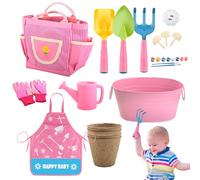 Générique Outils de Jardin pour,Pot à Fleurs Arrosoir Râteau Tablier - Kit D'outils De Jardinage avec Tablier Et Gants | pour Filles Extérieur Jardin Pelouse Plage Voyage Jeu Anniversaire Pâques