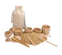 Générique Outils de Poubelle sensorielle - Ensemble de 10 Jouets pour Les Tout-Petits | Pinces à cuillères à Plateau en Bois | Travail de Apprentissage de la motricité Fine Activité