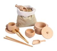 Générique Outils de Poubelle sensorielle - Jouets pour Tout-Petits | Ensemble de 8 cuillères en Bois et Pinces en Bois | Jouet d'apprentissage de la motricité Fine pour à partir de 3 Ans