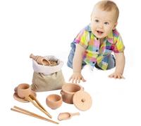 Générique Outils sensoriels - Ensemble de Jouets d'apprentissage de la motricité Fine de 8 cuillères et Pinces en Bois | Jouets éducatifs de Manipulation pour Les Tout-Petits, Les âgés de 3 a