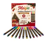Générique Outline Markers | 12 Pieces Christmas Shimmer Odorless | Metal Art Journaling Marker Pen for Greeting Cards Scrapbook DIY Art Crafts Easter Egg Metal Ceramic Glass