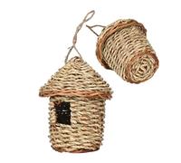 Générique Outside Grass Bird Houses - Hut | Handwoven Straw Nest Cage with Natural Reed Material, Hanging Bird Shelter with Entry Hole for Branches Vines Fences Balconies Ledges, Outdoor Hatching