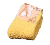 Générique Ouvert Entrejambe Noir Femmes hiver couleurs chaudes chaussettes de lit à la maison filles chaussettes douces Opaque Noir Enfant (yellow, One Size)