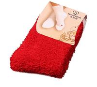 Générique Ouvert Entrejambe Noir Femmes hiver couleurs chaudes chaussettes de lit à la maison filles chaussettes douces Opaque Noir Enfant (Red, One Size)