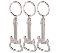 Générique Ouvre-bouteilles Porte-clés Portable en Métal Argenté Lot de 3 Créatifs Forme Guitare et Multifonction pour Usage Quotidien