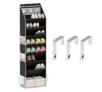 Générique Over Door Shoes Organizer with 3 Hanger, 8 Layers Door Hanging Storage Holder with Side Pocket, Large Capacity Cloth Storage Organizer for Home Kitchen Bedroom Bathroom
