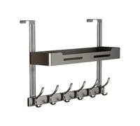 Générique Over Door Storage - Space Aluminum 6 Hook | Clothes Hanger Rack | Behind Door Organizer - Aluminum 2 Layer Hanging Rack | No Drill Hooks | Coat Towel Storage For Bedroom Closet Entryway