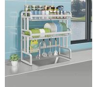 Générique Over-Sink Dish Drainer Space-Saving Kitchen Dish Rack with Drain Tray Suitable for Over-Sink and Countertop Dish Drainers,Double-Layer Bare Frame-75Cm/29In