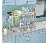 Générique Over-Sink Dish Drainer Space-Saving Kitchen Dish Rack with Drain Tray Suitable for Over-Sink and Countertop Dish Drainers,Single-Layer Full Set-85Cm/33In
